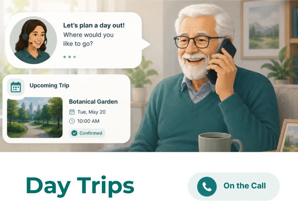 Day Trips, illustrated service card.